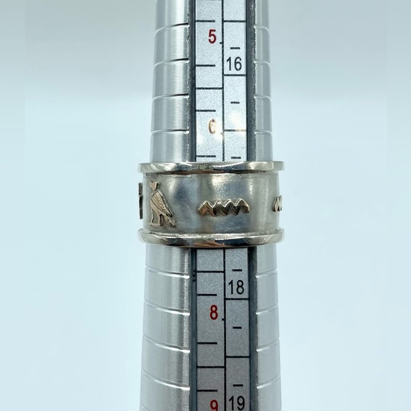 Vintage Sterling Silver 925 and Gold Cartouche Hieroglyphics Ring - Picture 7 of 15